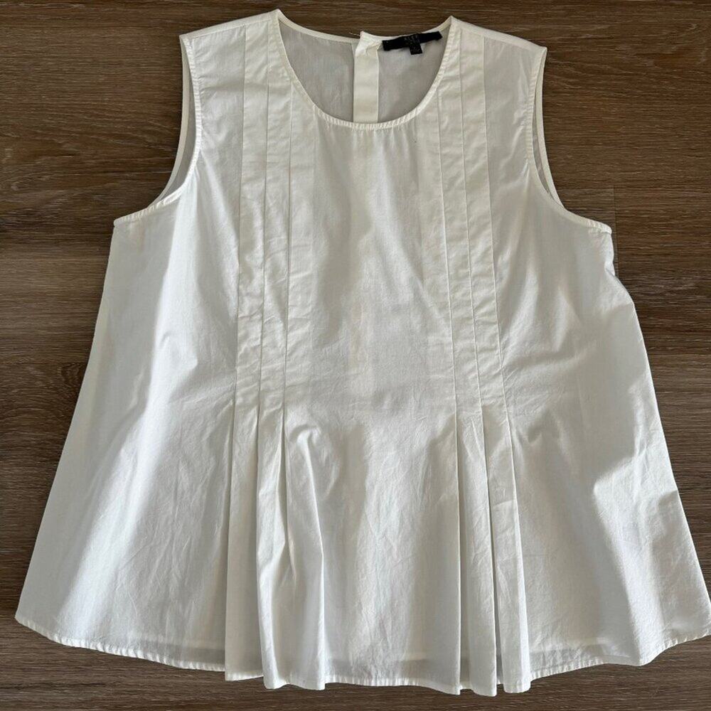 Alex Marie | Pin Tuck Sleeveless Cotton Blouse size L